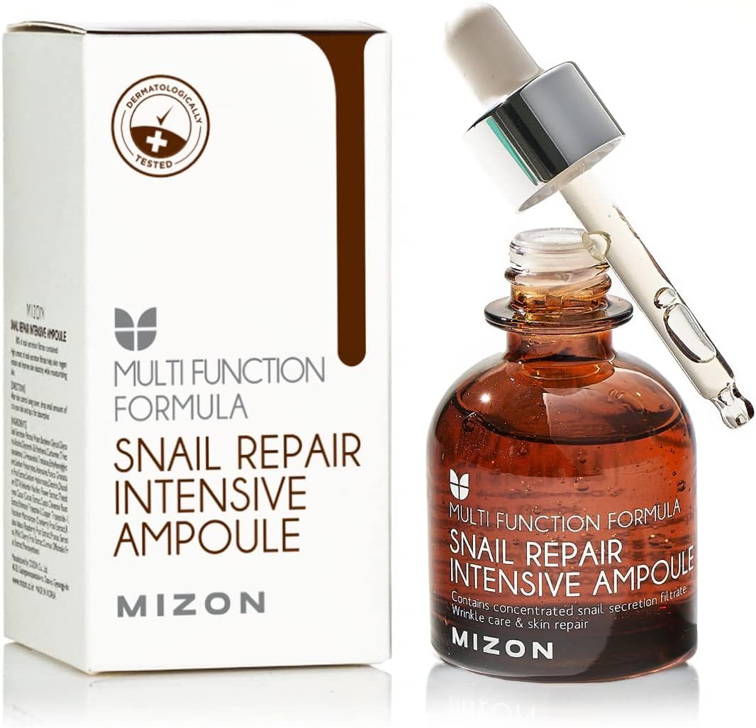 [MIZON] SNAIL REPAIR INTENSIVE AMPOULE (30ml) Korean Skincare - Reparatieserum met 80% slakkenmucine-extract - Intensieve anti-verouderingsbehandeling - Voedt en verstevigt