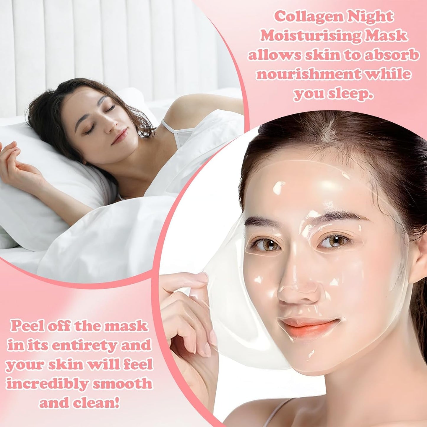 2 Stuks Collagen Night Wrapping Mask, Korean Collagen Mask, Collageen Face Mask, Collagen Overnight Face Mask Peel-Off Gezichtsmasker, Hydraterend en Verstevigend, Nachtmaskers