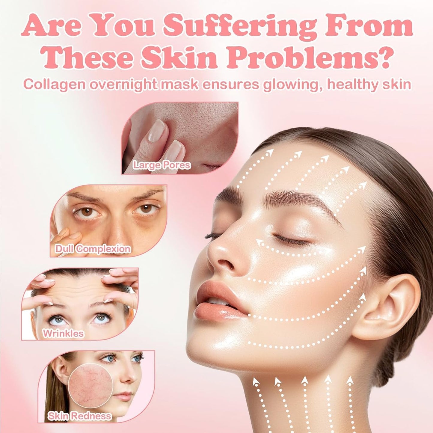 2 Stuks Collagen Night Wrapping Mask, Korean Collagen Mask, Collageen Face Mask, Collagen Overnight Face Mask Peel-Off Gezichtsmasker, Hydraterend en Verstevigend, Nachtmaskers